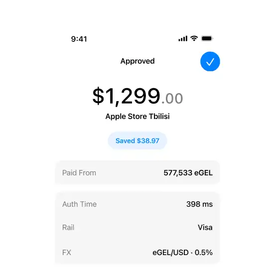 User app receipt confirming the approved payment